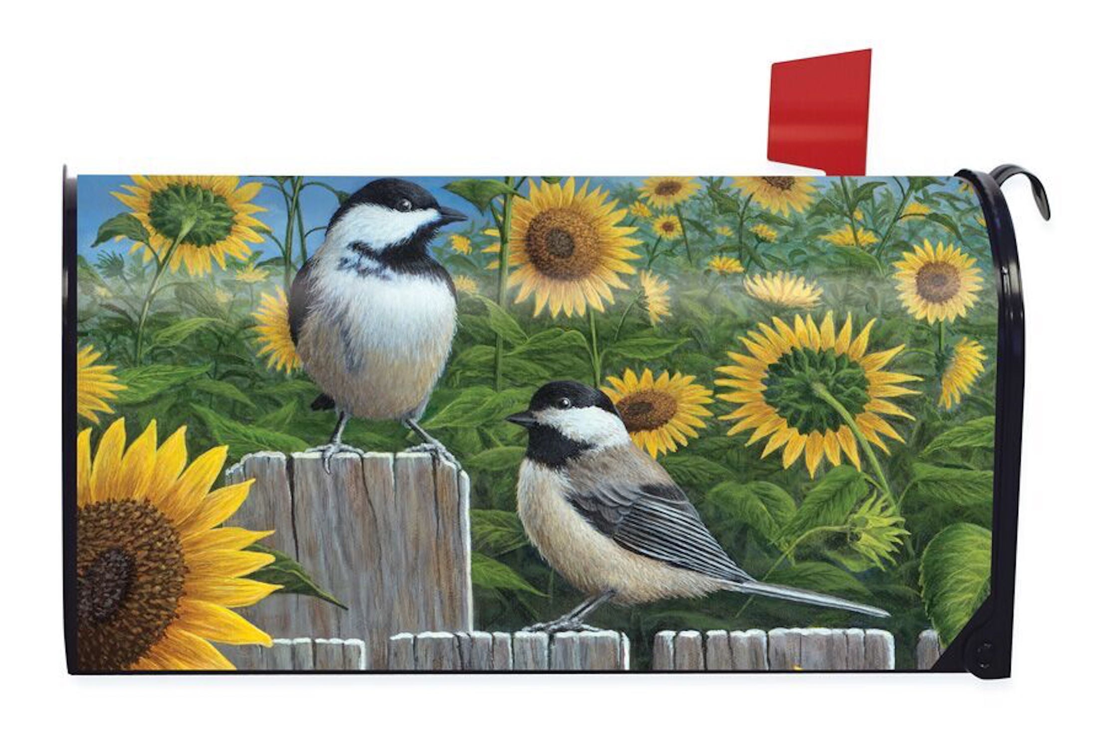Chickadees & Sunflowers Summer Magnetic Mailbox Cover Birds Briarwood Lane by