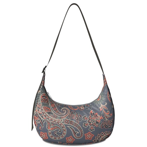 Sac Bandoulière Léger en Nylon à Sangle Réglable Vintage Paisley Boho Design Floral Petit Sac à Main pour Femmes Voyage Travail Activité Extérieure