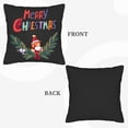 thumbnail image 6 of Set of 2 18x18in Throw Pillow Covers - Festive Merry Christmas Design with Cheerful Santa Colorful Text & Holiday Accents for Couch Bed Car, 6 of 8