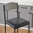 thumbnail image 3 of Grey Bar Stool Set of 2 PU Leather Upholstered Counter Height Bar Stools  for Kitchen Bar, 3 of 8