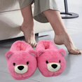 thumbnail image 6 of APLVFFZH Furry Animal Shoes Cartoon Bear Soft Casual Nonslip Cute Fuzzy Slippers Footwear Rose Red, 6 of 9