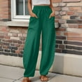 thumbnail image 2 of EDFBUYKRS Female Women Pants Casual Womens Dress Pants with Pockets Petite Womens Solid Color Casual Pants Trousers Elastic Waist Pockets Wide Leg Trousers M, 2 of 4