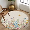 thumbnail image 2 of Round Rug 7Ft Washable Non-Slip, Colorful Floral Circle Area Rugs for Living Room Bedroom, Farmhouse Country Dragonfly Butterfly Flower Indoor Floor Mats Carpet Runner for Home Decor Aesthetic, 2 of 8