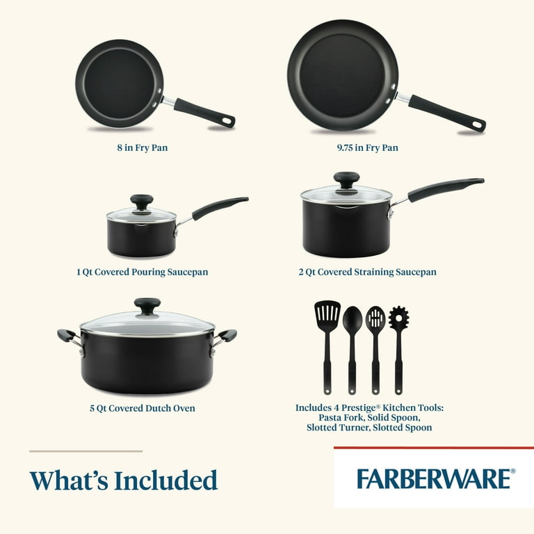  Farberware 19-Piece Aluminum Nonstick Kitchen Set, Black :  Everything Else