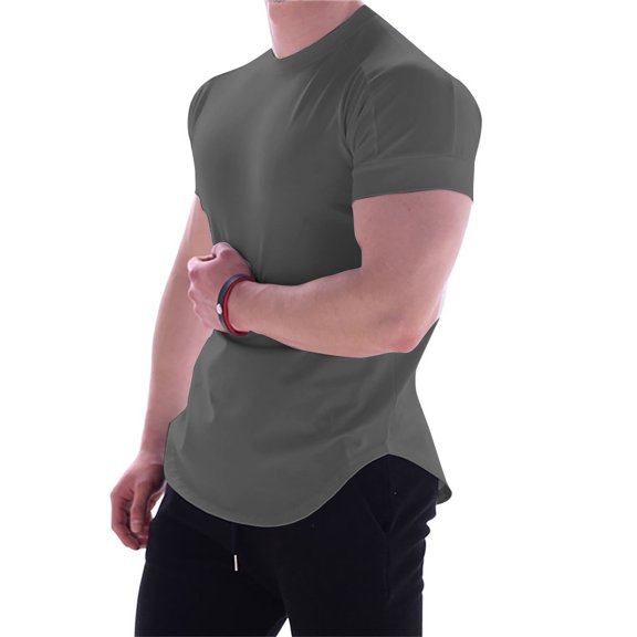 NGTEVOOS Men's Fitness Short-sleeved Sports Quick Dry T-shirt Stretch Training Clothes
