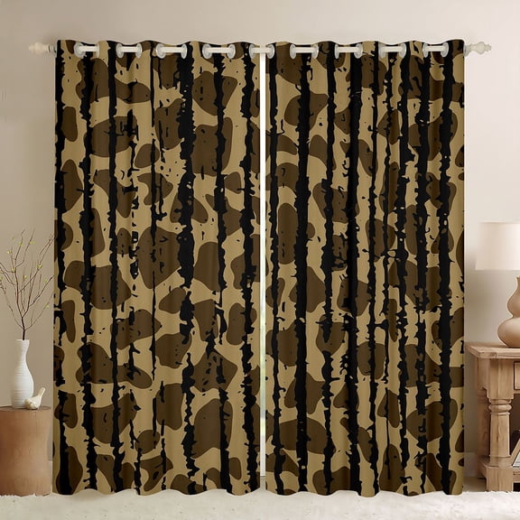 Castle Fairy Leopard Print Black Out Curtains for Female Men Women,Abstract Camouflage Camo Curtains Pack of 2 (42x63 Each),Retro Vintage Aesthetic Bedroom Curtains,Lightweight Room Decor