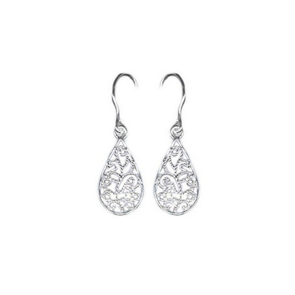 Brilliance Fine Jewelry Sterling Silver Filigree Teardrop Earrings