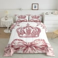 thumbnail image 3 of Manfei Pink Princess Crown Bedding Comforter Set for Girls, Vintage Flower Bowknot Twin Comforter Sets, Chic Ribbon Reversible Bedding Set, Lightweight Room Decor, 2-Piece, 3 of 9
