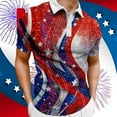 thumbnail image 2 of 4th of July Male Summer Independence Day Theme Printed Button Shirt Turn Down Short Sleeve Tops Shirt American Flag Pants Women, 2 of 5