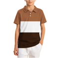 thumbnail image 3 of akafmk Boys School Uniform Shirts Short Sleeve Collared Shirt Colorblock Breathable Athletic Shirt Casual Summer Tops, 5-15Y, 3 of 7
