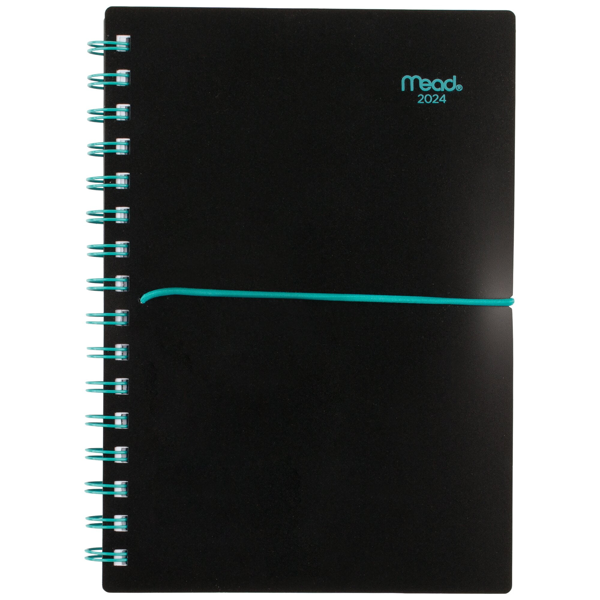 Mead basic 2024 15 month bungee weekly monthly planner black with blue