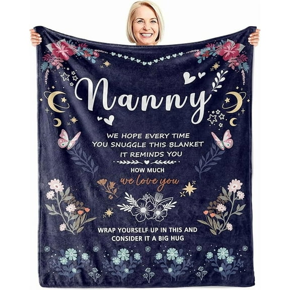 Nanny Gifts for Throw Blanket Grandma, Grandma Birthday Gifts from Grandkids, Mothers Day Birthday Gift for Nanny, Nanny Gifts from Grandchildren, Nanny Blanket