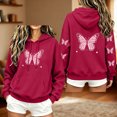 thumbnail image 3 of Butterfly Print Long Sleeve Hoodies For Women Teen Fall Fleece Lined Fashion Cute Graphic Pullover Hooded Sweatshirt, 3 of 6