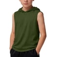 thumbnail image 2 of FSYBOA Boys Athletic Tank Tops, Running Sleeveless Hooded Casual Kids Summer Tops Army Green Size 11-12 T, 2 of 6