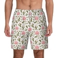 thumbnail image 2 of Picia Rose Flowers pattern Mens Swim Trunks with Compression Liner Stretch Beach Shorts Quick Dry with Zipper Pockets No-Chafing Board Shorts-Medium, 2 of 9
