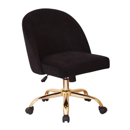 UPC: 0090234357650 | OSP Home Furnishings Mid Back Office Chair in Black Velvet with Gold Finish Base
