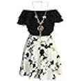 thumbnail image 3 of Cold Shoulder Crop Top Ruffle Layered Top Flower Skirt Sets for Big Girl Black 12 JKS 2130S, 3 of 4