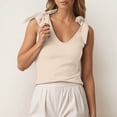 thumbnail image 2 of XIAOCHA Womens Bow Tie Shoulder Tank Top Sleeveless V Neck Pullover Top Soft Sweet Casual Tops, 2 of 5