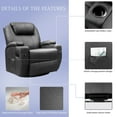 Homall Heated Swivel Rocking Recliner Chair Massage PU Leather 360
