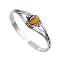 Kirti Gems Crystal Silver Bracelet for Women, Adjustable set with Natural Gemstones Silver Plated Jewelry (Tiger Eye)