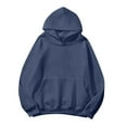 thumbnail image 4 of Hessimy Hoodie Women Casual Sweatshirts Workout Long Sleeve Drawstring Hooded Jacket Crop Tops Essentials Hoodie Pullover Oversized Women Blouses (Navy,M), 4 of 5