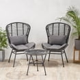 thumbnail image 4 of Noble House la Habra Ensemble de Conversation en Osier pour Extérieur 3 Pcs Gris, 4 of 12