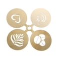 thumbnail image 2 of Juego de 4 plantillas para café, plantillas artísticas con diseños de café, plantillas finas de acero inoxidable para café con leche, tartas y mousse oro, 2 of 10