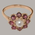 thumbnail image 5 of LBG British Made Spectacular 10k Rose Gold Cultured Pearl & Pink Tourmaline Womens Promise Ring - 33 size options - Size 10.5, 5 of 6
