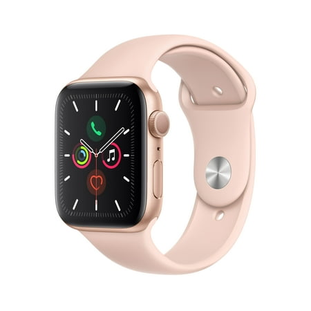 Apple Watch Series 5 GPS, 44mm Gold Aluminum Case with Pink Sand Sport Band MWVE2LL/A - Refurbished