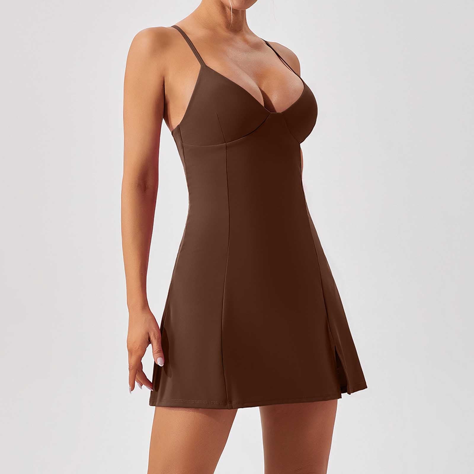 Tennis Dress Golf Dresses for Women V Neck Spaghetti Straps Racerback Breathable Workout Dress Athletic Dresses
