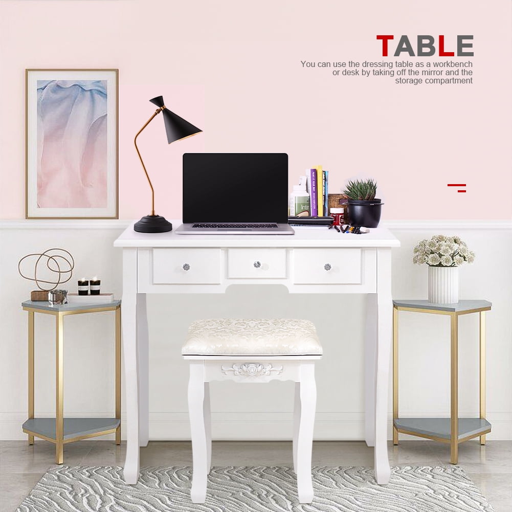 Lowestbest Dressing Table Vanity Table With Light Bulb Mirror 5 Drawer for Home Bedroom Lowestbest Dressing Table Vanity Table With Light Bulb Mirror 5 Drawer for Home Bedroom
