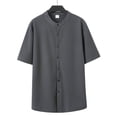 thumbnail image 5 of Men's Slim Fit Polo Shirts Short Sleeve Breathable Stand up Collar Button Down Golf Shirts Ribbed Knit Soft Cotton Tops Sizes S-2XL Gray, 5 of 8