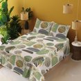 thumbnail image 2 of Ambesonne Tropical Fitted & Flat Sheet with Shams 4 Pcs Set, Semicircles Foliage Plot, Queen, Pale Olive Green Amber, 2 of 5
