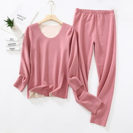 

Women Plus Size Thermal Underwear Tops Pants Set Brushed Long Johns Set Pajama