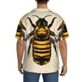 thumbnail image 3 of Lsque Honey Bee print Men's Cuban Collar Short Sleeve Shirt Summer Beachwear Casual Button Down Fashionable Vacation Leisure Shirt-XX-Large, 3 of 7