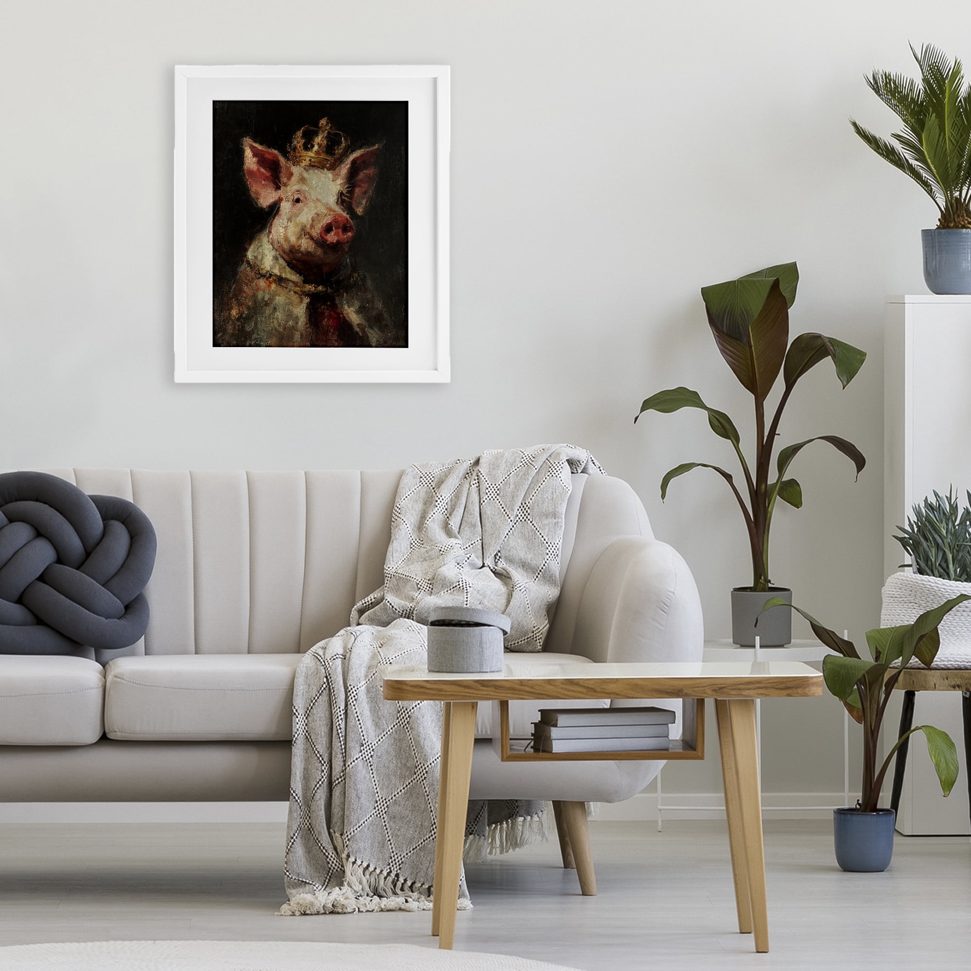 Stupell Industries Royal Swine Portrait White Framed Print Under Glass, design by Svetlana Aleynikova