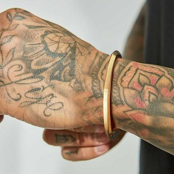 Nordic Runes Bangles,Men Bracelet,14K Yellow Gold Twist Mobius Bangle Bracelets,Male Jewelry