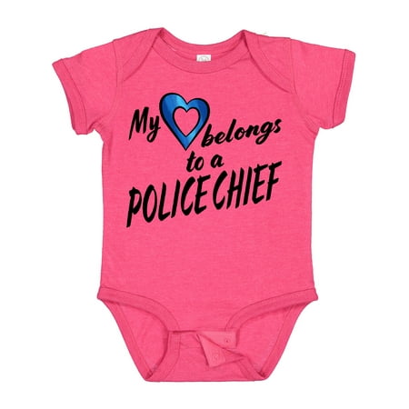 

Inktastic My Heart Belongs to a Police Chief with Blue Heart Gift Baby Boy or Baby Girl Bodysuit