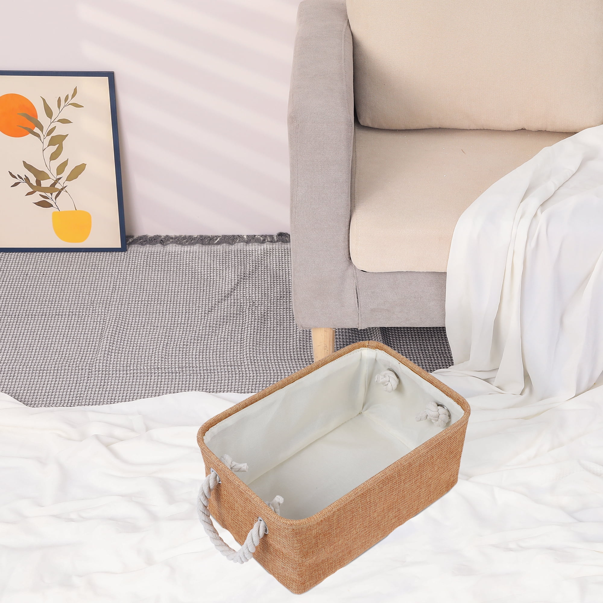 Unique Bargains Storage Bin with Handles for Closet Organizers Rose Gold 12.2"x8.3"x5.1"