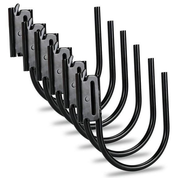 Heavy Duty E-Track J-Hooks, 5‘’ J-Hook Fit Enclosed Trailer Cargo Management Use as Shelf Bracket, Cargo Van, Pickup, Semi-Trucks Trailer Hang Tools, 6 Pack(Black)