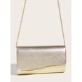 thumbnail image 4 of Fashionable Metal Pu Leather Envelope Clutch Bag With Fine Cross Textured Design For Women, Come With Chain, 4 of 5