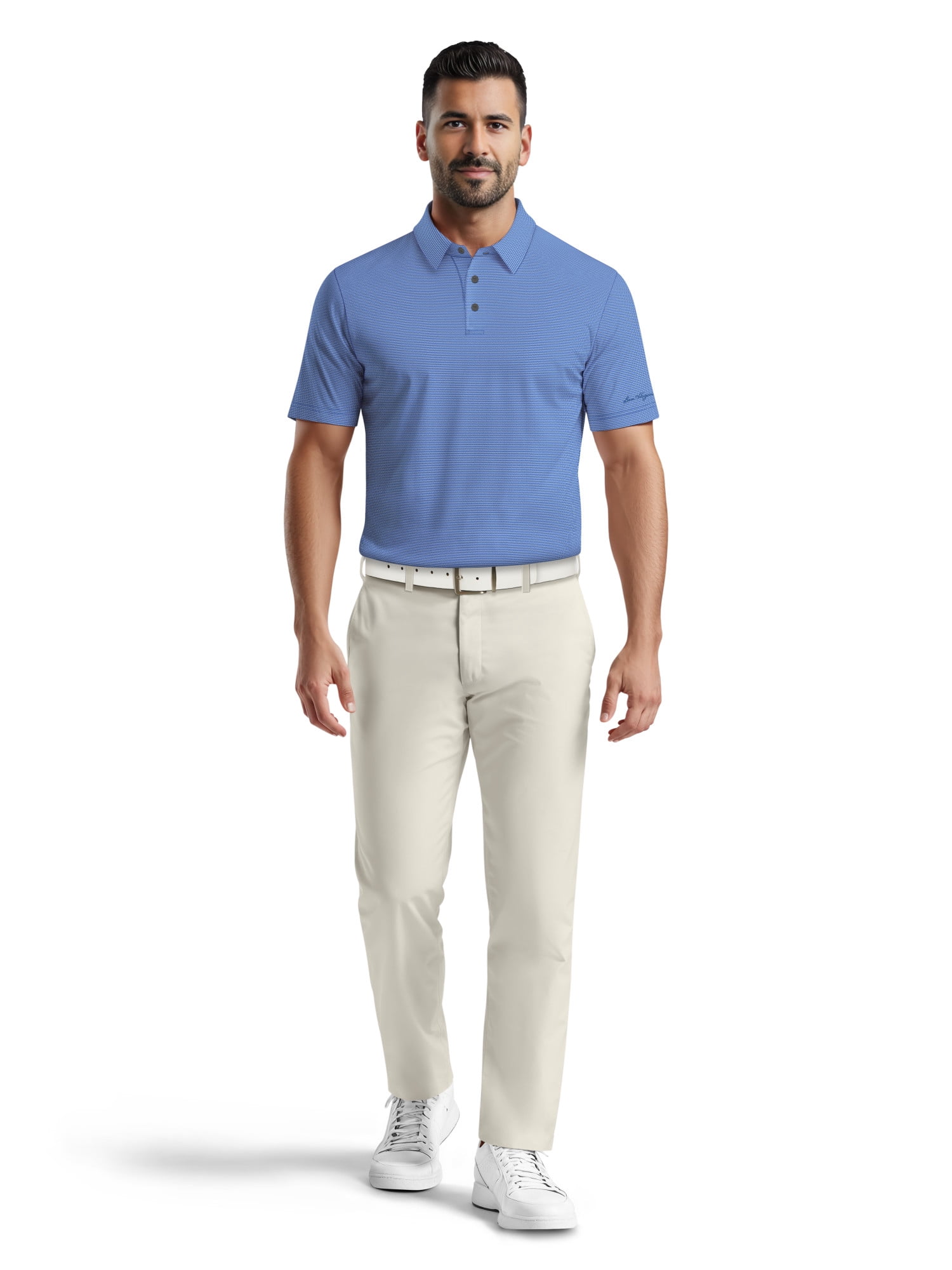 Ben Hogan Men's & Big Men's Performance Geometric Jacquard Short Sleeve Golf Polo Shirt, Sizes S-5XL