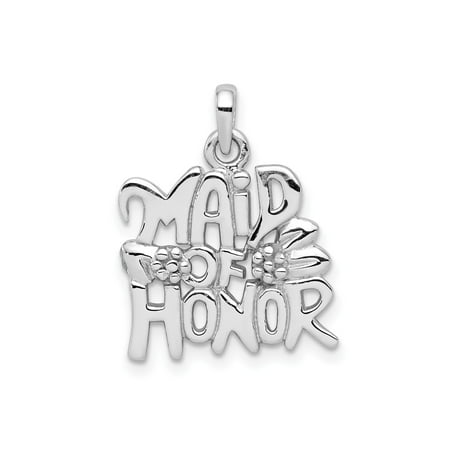 Sterling Silver Maid of Honor Pendant Necklace with Floral Accents, Bridal Jewelry for Women, Sentimental Wedding Symbol, Elegant Ceremony Accessory