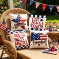 thumbnail image 4 of Boovnll 4th of July Pillow Covers 18x18 Set of 4 - Red White Blue Stars Stripe Throw Pillow Covers, Patriotic Pillow Covers for Memorial Day Home Sofa Couch Decor, 4th of July Decorations, 4 of 6