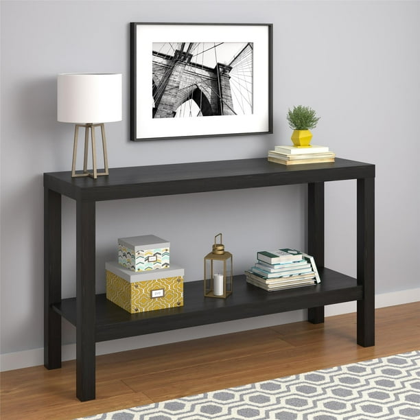 Mainstays Parsons Console Table Black Oak Walmart Com Walmart Com