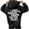 thumbnail image 1 of aohooy Womens Letter Graphic Print Hoodie Back Pattern Long Sleeve Drawstring Pullover Hoodie Sweatshirt Tops with Pocket Black,S, 1 of 9