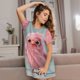 thumbnail image 3 of Balery Adorable Pink Fluffy Birds Camisón de manga corta con cuello redondo para mujer, cómodo y elegante., 3 of 6