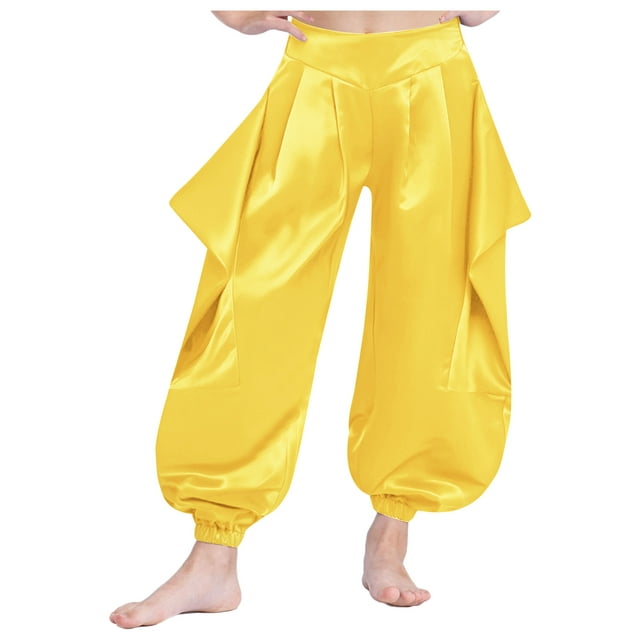 Linjinx Girls Belly Dance Halloween Pants for Stage Performances Theme Parties Gold 8