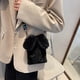 thumbnail image 5 of Bonitos bolsos de hombro de felpa para mujer con orejas de conejo, monedero con correa ancha de invierno (negro) Likrtyny Para estrenar, 5 of 9