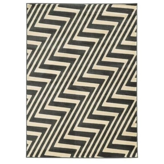 Hawthorne Collection 8' x 10' Zig Zag Rug in Charcoal and Gray